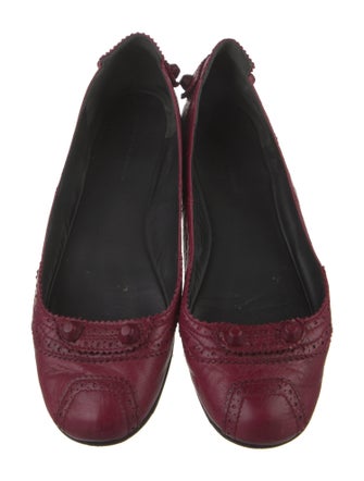 Balenciaga Leather Lasercut Accents Ballet Flats