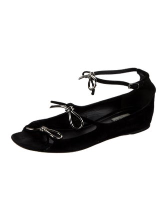 Balenciaga Suede Bow Accents Mary Jane Flats