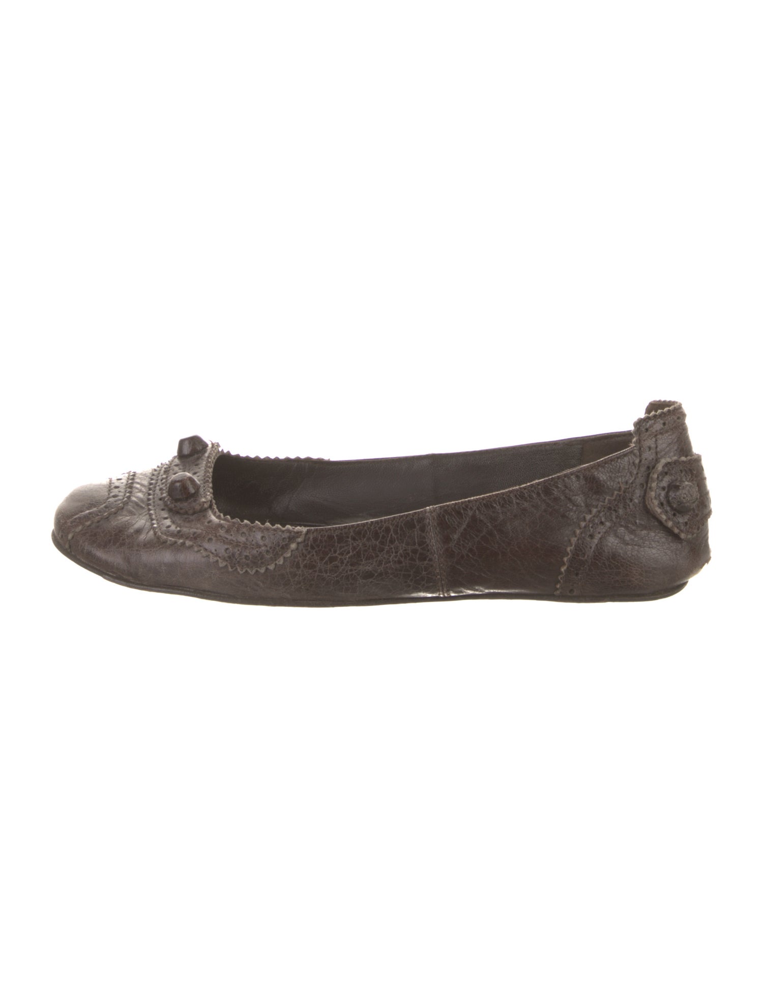 Balenciaga Leather Scalloped Accent Ballet Flats