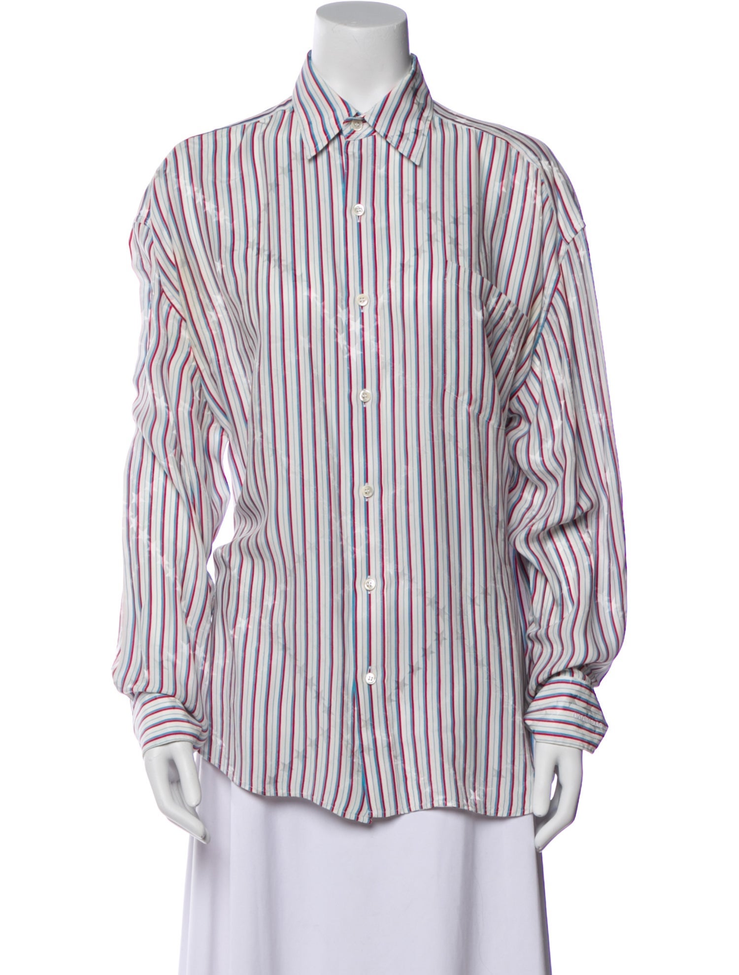Balenciaga Silk Striped Button-Up Top