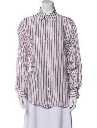 Balenciaga Silk Striped Button-Up Top