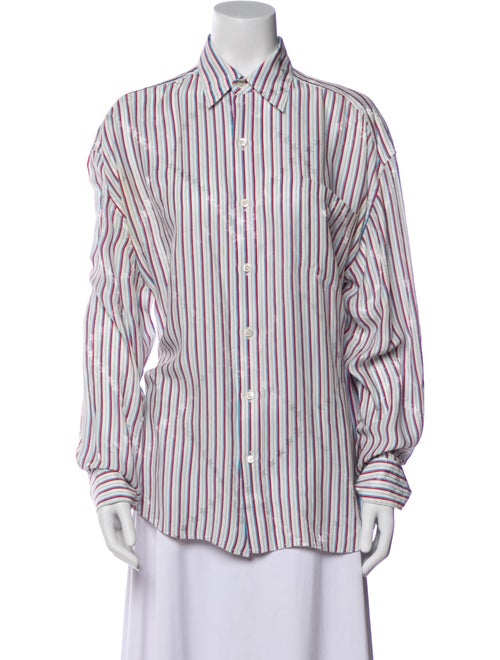 Balenciaga Silk Striped Button-Up Top