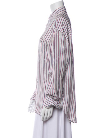 Balenciaga Silk Striped Button-Up Top