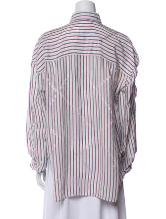 Balenciaga Silk Striped Button-Up Top