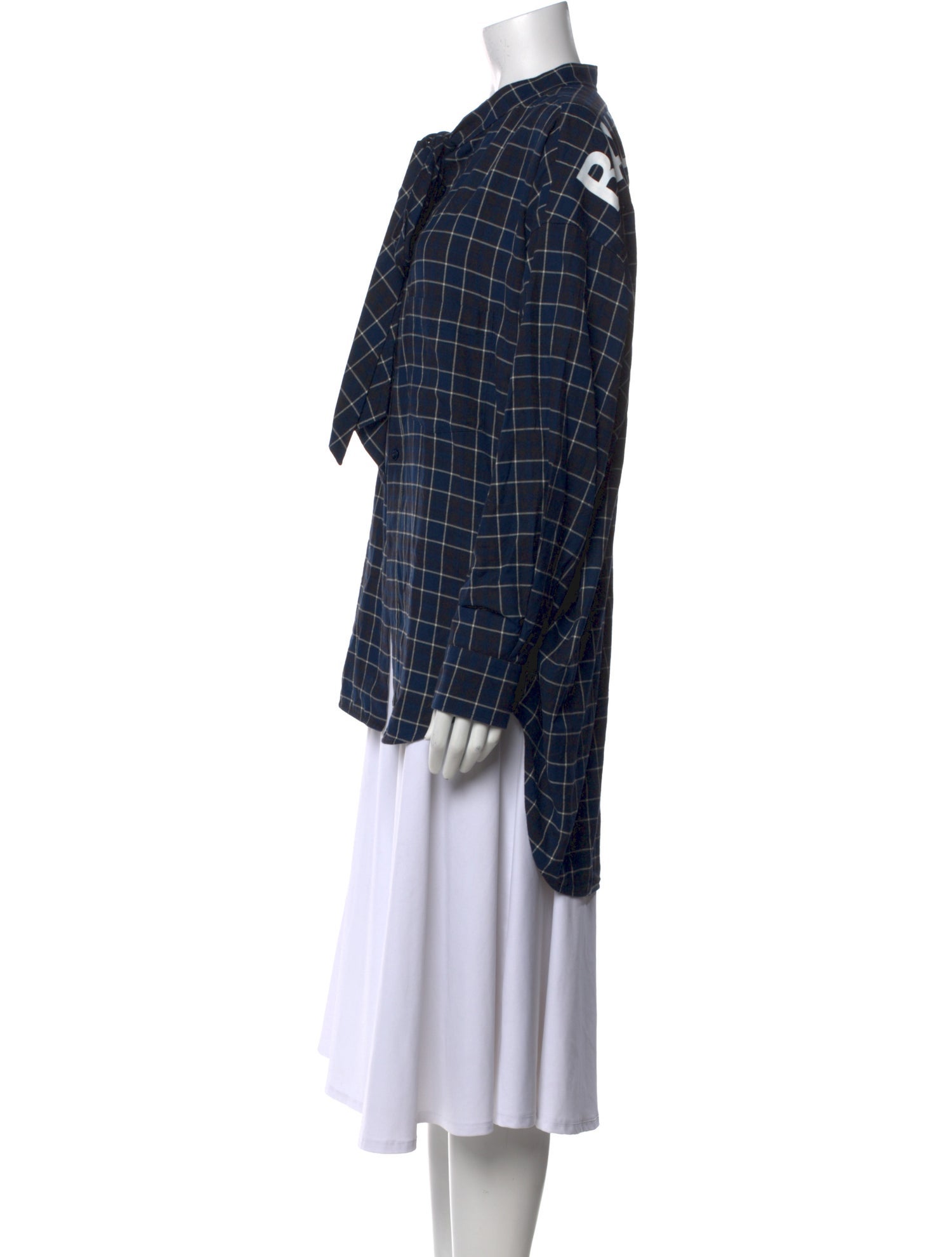 Balenciaga 2018 Plaid Print Button-Up Top