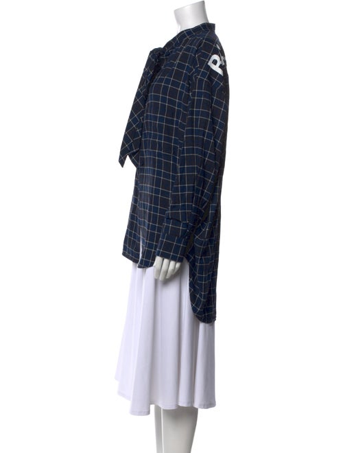 Balenciaga 2018 Plaid Print Button-Up Top