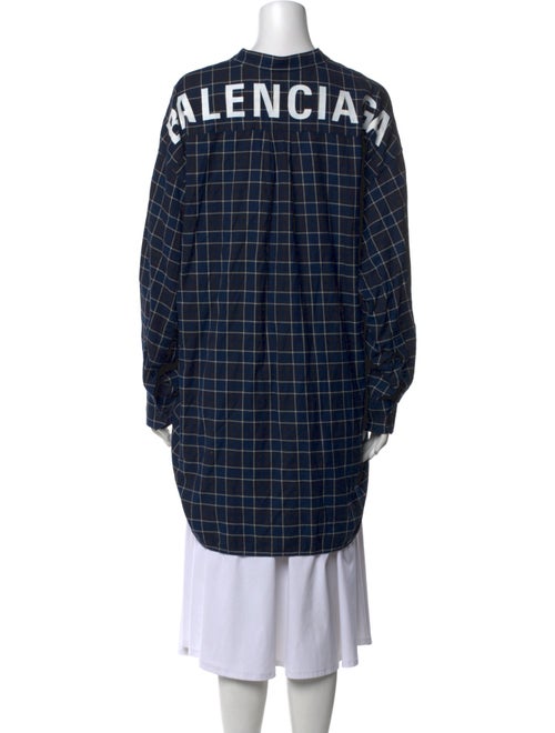 Balenciaga 2018 Plaid Print Button-Up Top