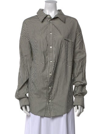 Balenciaga 2020 Houndstooth Print Button-Up Top