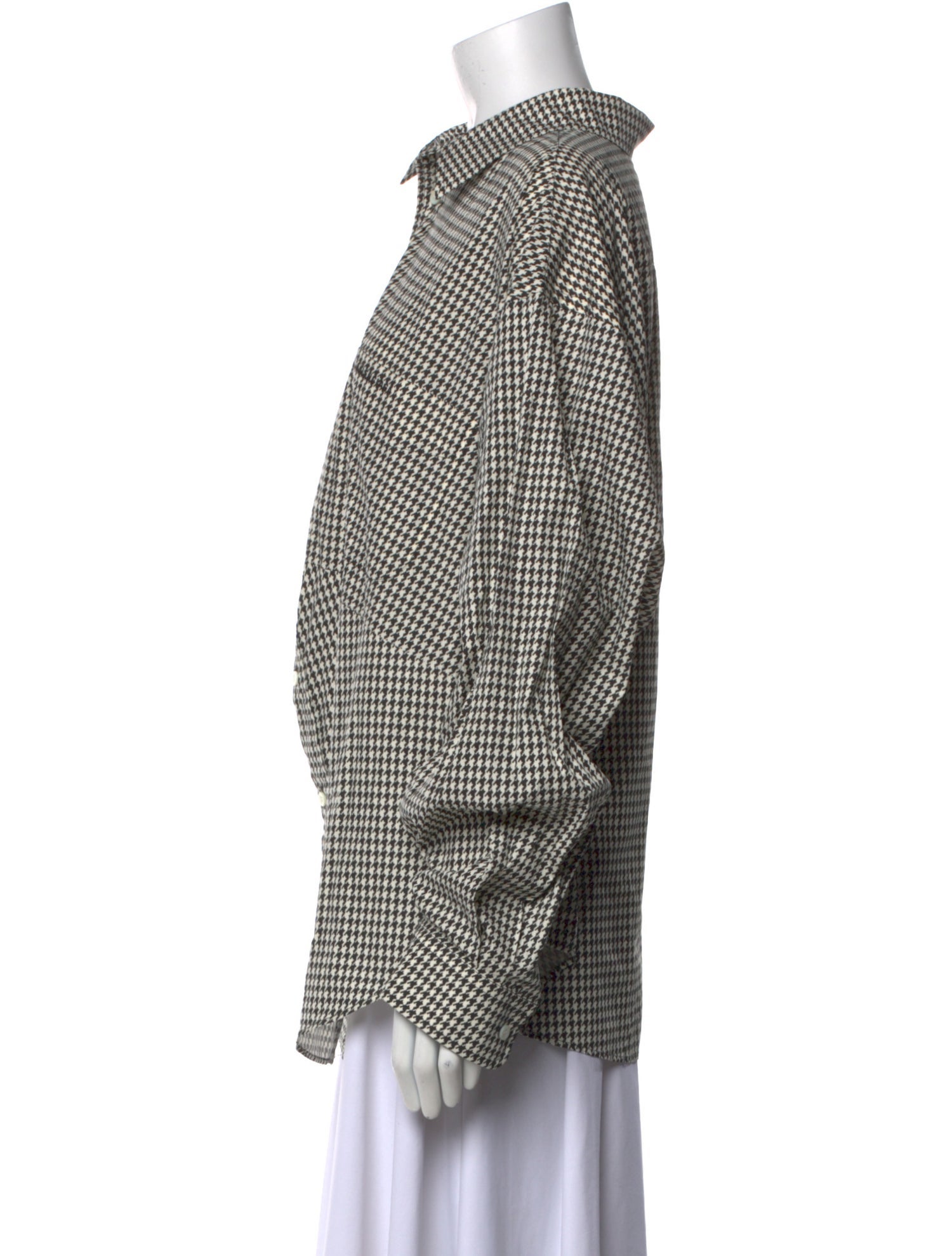 Balenciaga 2020 Houndstooth Print Button-Up Top