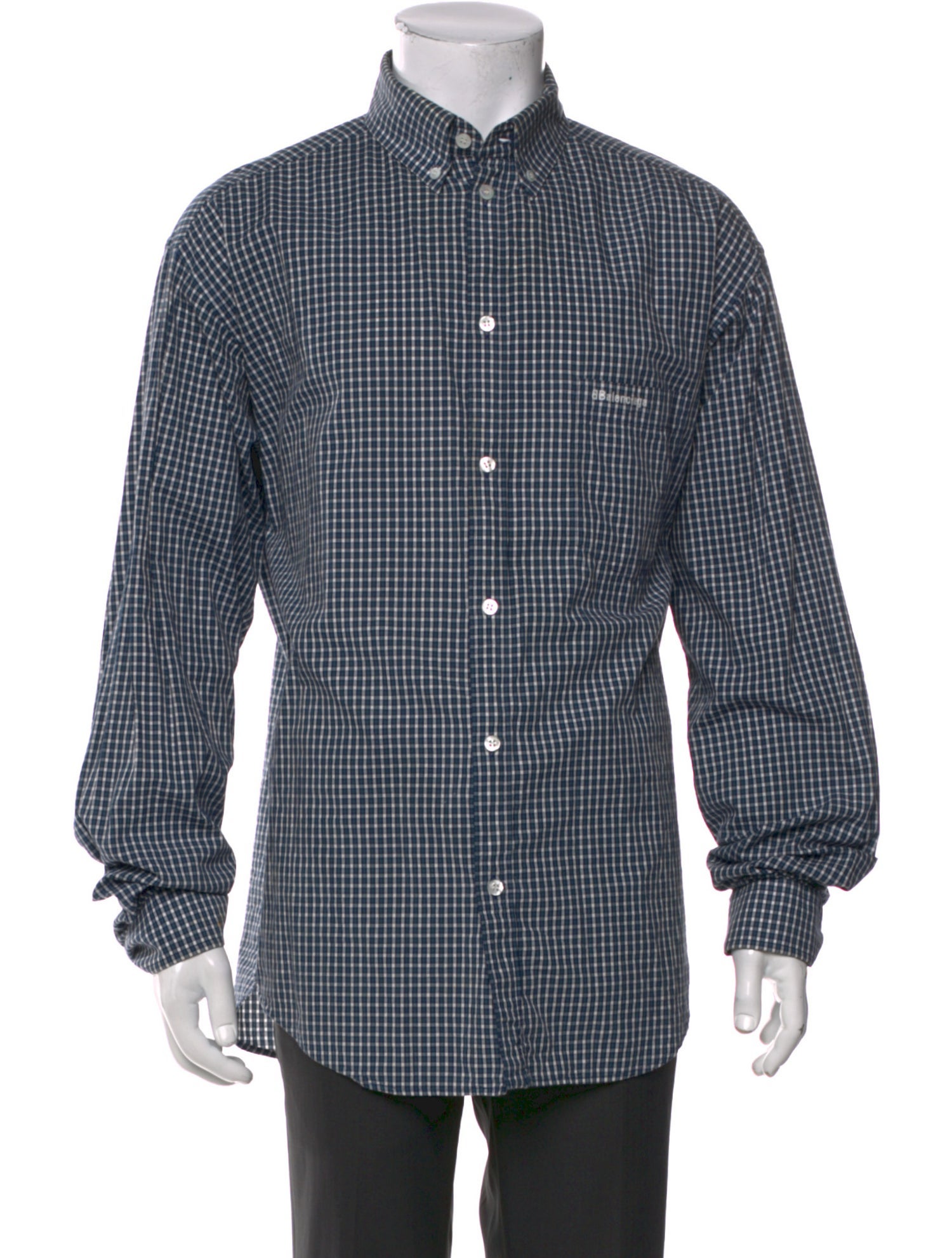 Balenciaga 2022 Plaid Print Dress Shirt
