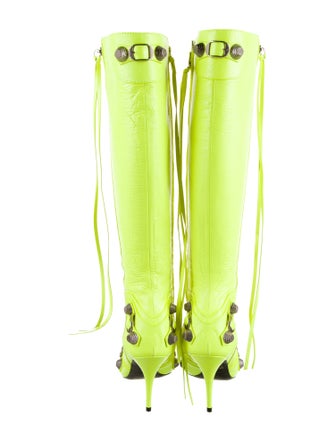 Balenciaga Leather Studded Accents Boots