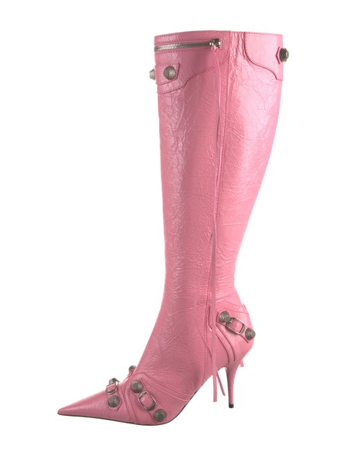 Balenciaga Leather Studded Accents Lace-Up Boots