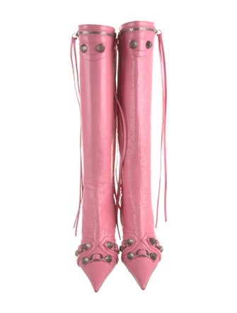 Balenciaga Leather Studded Accents Lace-Up Boots