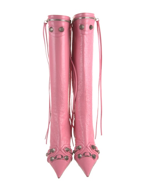 Balenciaga Leather Studded Accents Lace-Up Boots