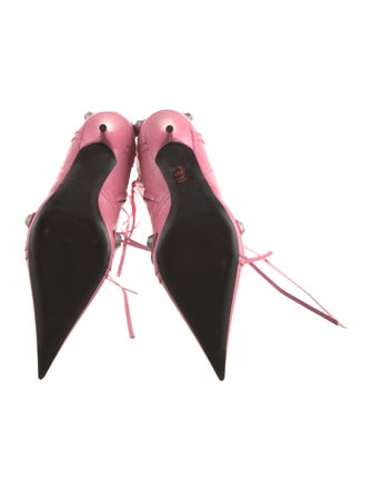 Balenciaga Leather Studded Accents Lace-Up Boots