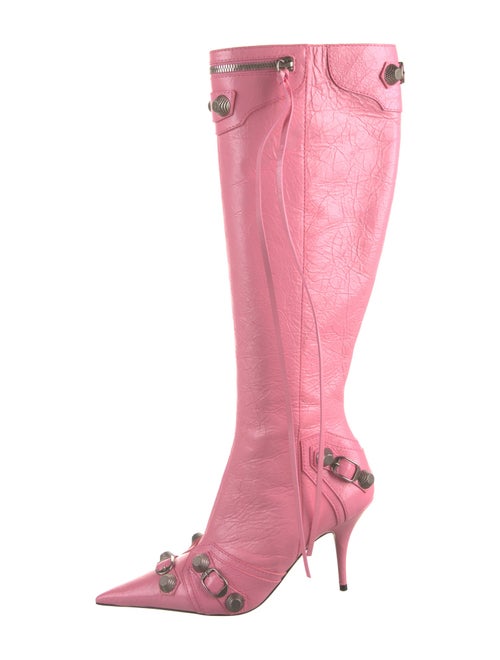 Balenciaga Leather Studded Accents Lace-Up Boots