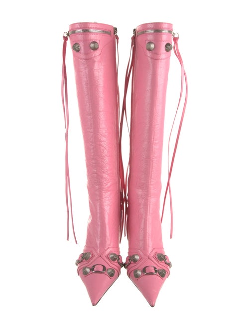 Balenciaga Leather Studded Accents Lace-Up Boots