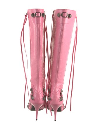 Balenciaga Leather Studded Accents Lace-Up Boots