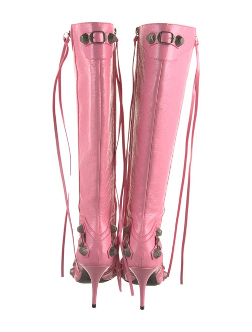 Balenciaga Leather Studded Accents Lace-Up Boots