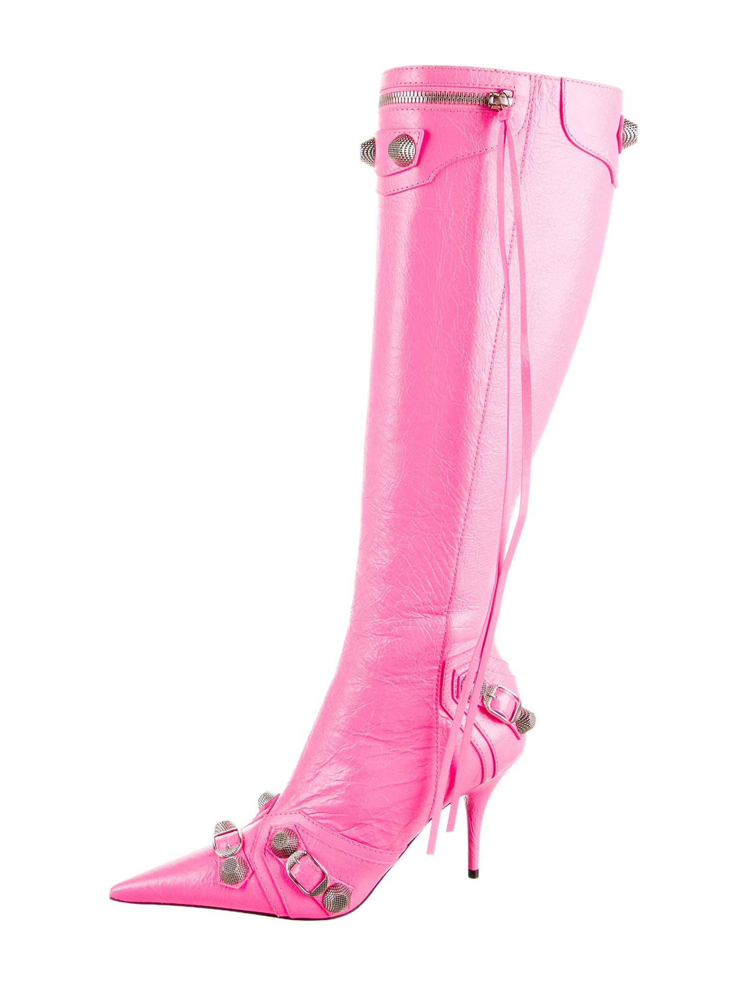 Balenciaga Leather Studded Accents Boots