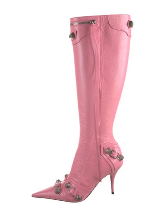 Balenciaga Leather Studded Accents Lace-Up Boots