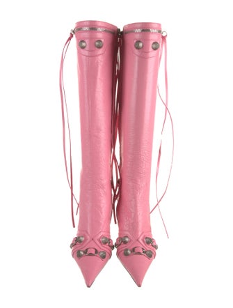 Balenciaga Leather Studded Accents Lace-Up Boots