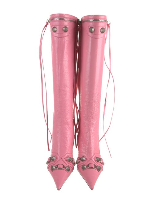 Balenciaga Leather Studded Accents Lace-Up Boots