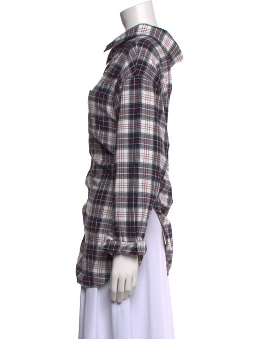 Balenciaga 2018 Plaid Print Button-Up Top