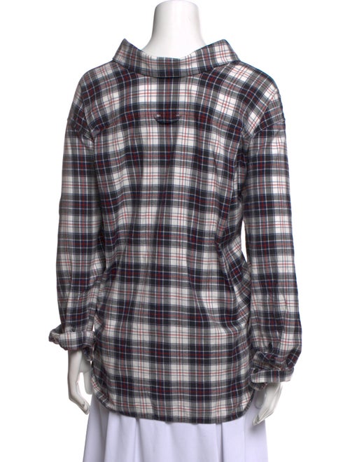 Balenciaga 2018 Plaid Print Button-Up Top