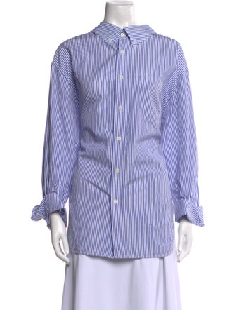 Balenciaga 2017 Striped Button-Up Top