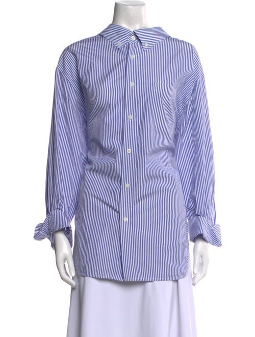 Balenciaga 2017 Striped Button-Up Top