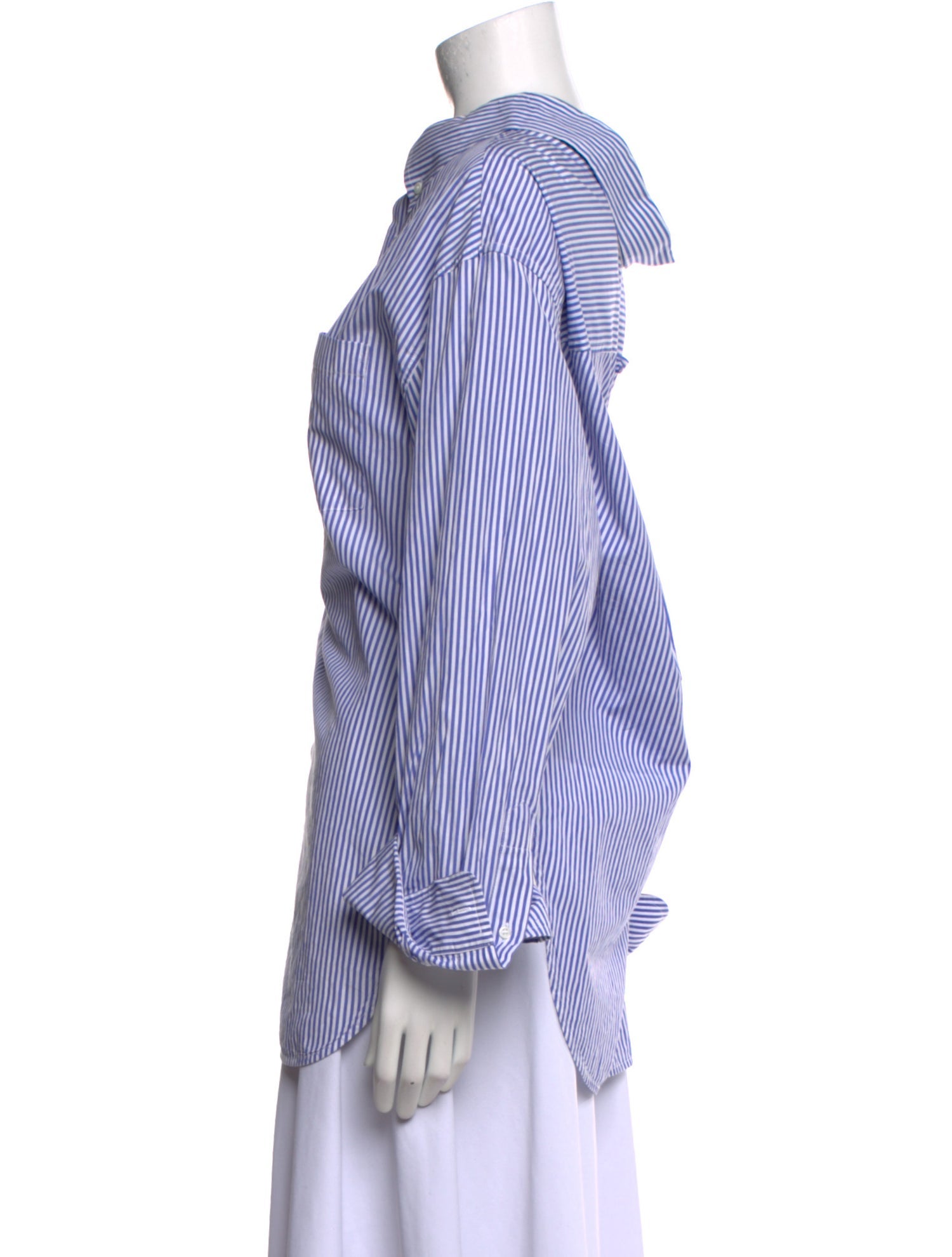 Balenciaga 2017 Striped Button-Up Top