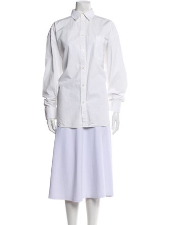 Balenciaga 2017 Long Sleeve Button-Up Top