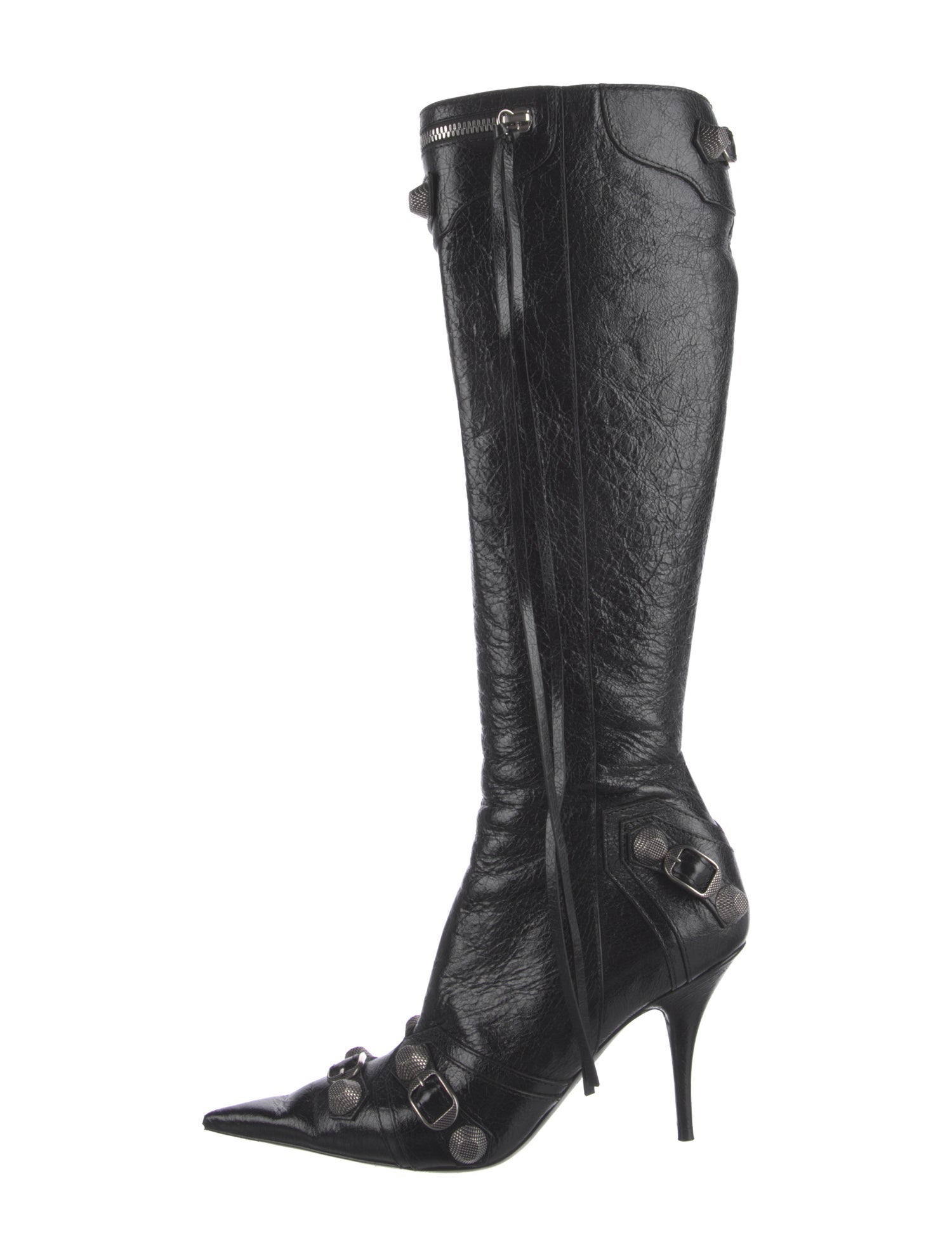 Balenciaga Leather Studded Accents Boots