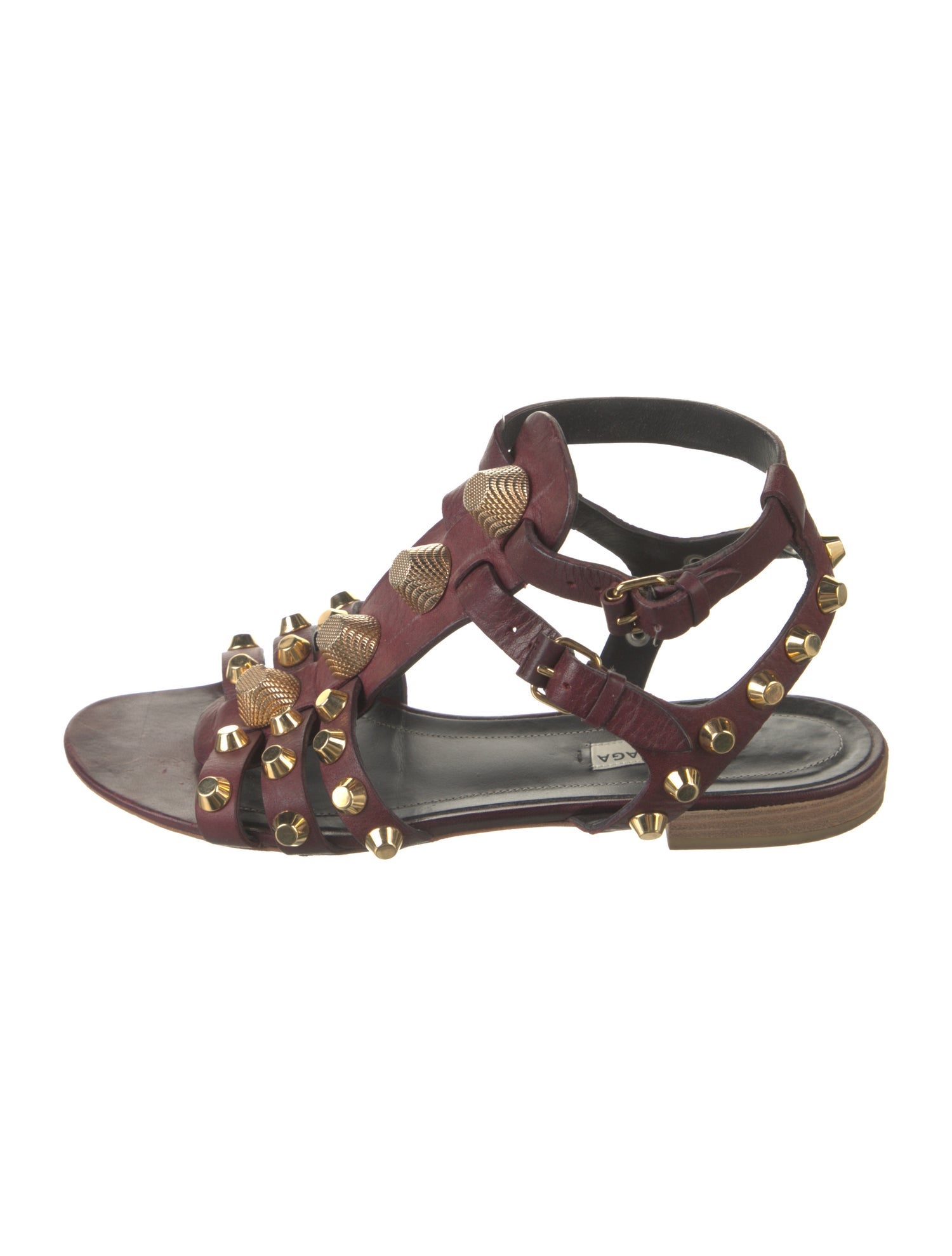 Balenciaga Leather Studded Accents Gladiator Sandals
