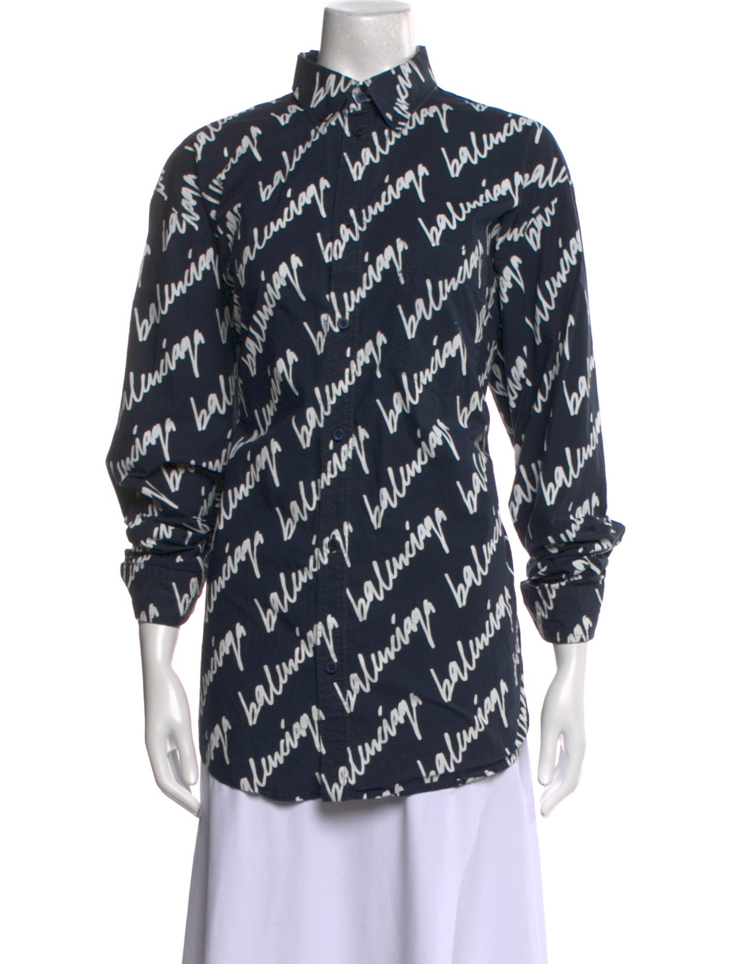 Balenciaga 2021 Printed Button-Up Top