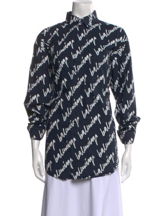 Balenciaga 2021 Printed Button-Up Top