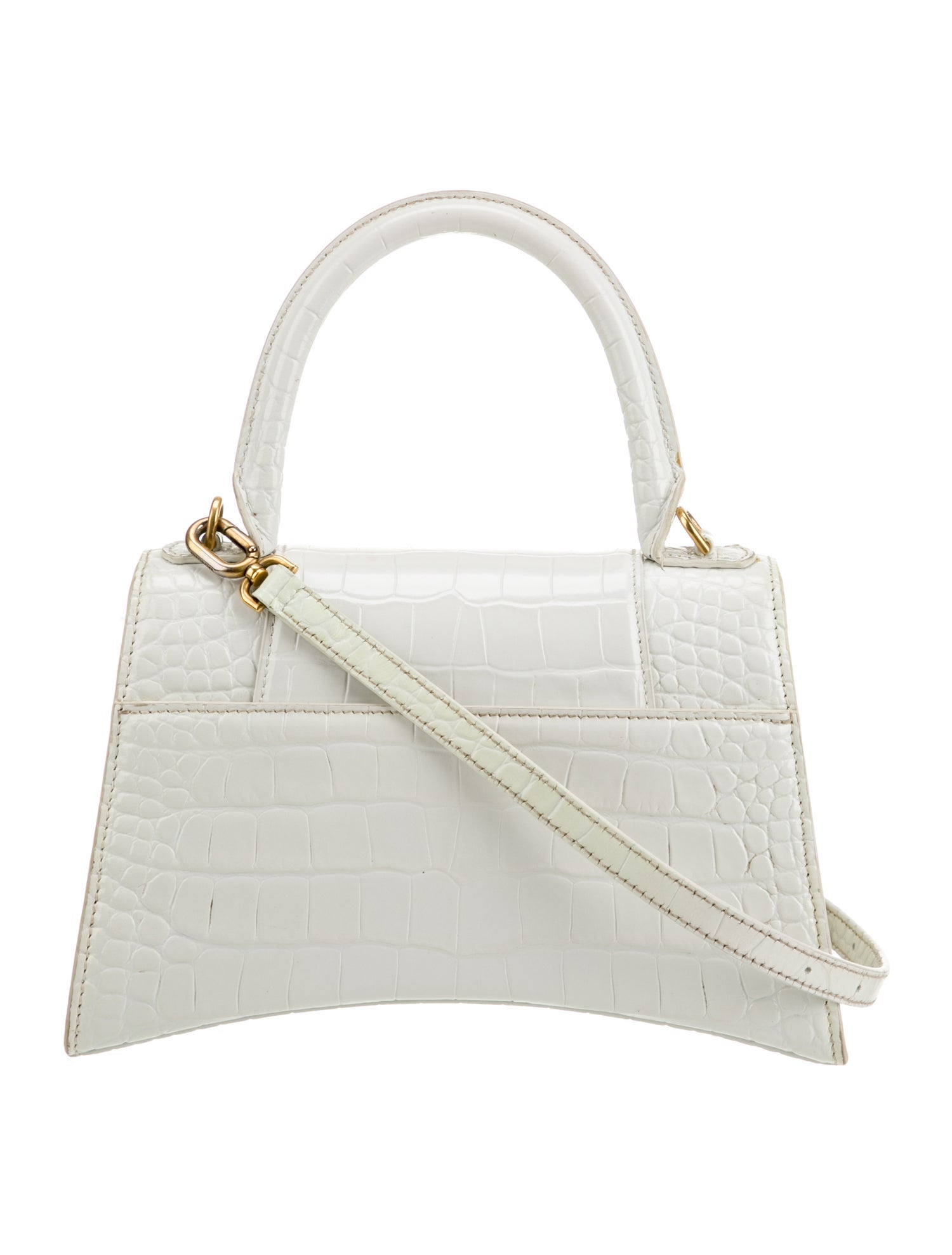 Balenciaga Embossed Leather Hourglass Small - White Handle Bags