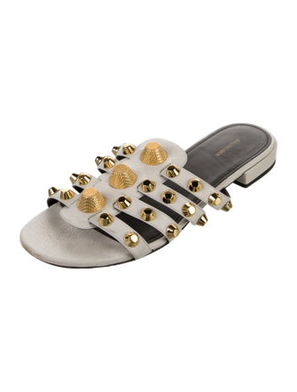 Balenciaga Leather Studded Accents Slides