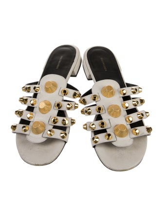 Balenciaga Leather Studded Accents Slides
