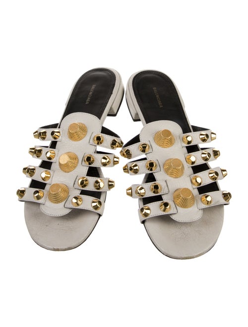 Balenciaga Leather Studded Accents Slides