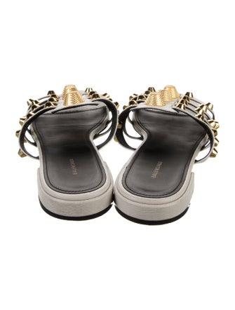 Balenciaga Leather Studded Accents Slides