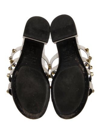 Balenciaga Leather Studded Accents Slides