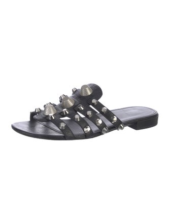 Balenciaga Leather Studded Accents Slides