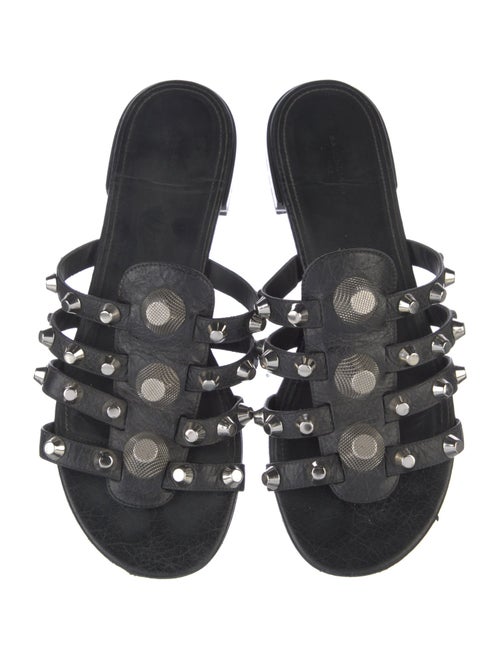Balenciaga Leather Studded Accents Slides