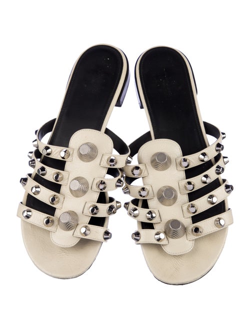 Balenciaga Leather Studded Accents Slides
