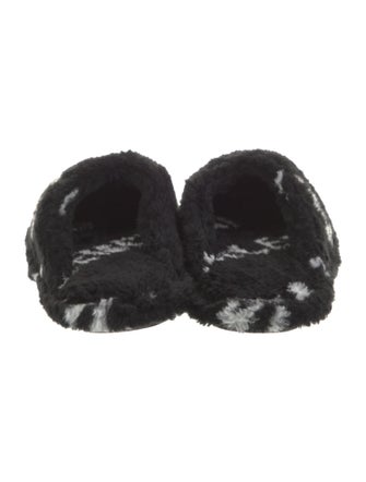 Balenciaga Signature Logo Faux Fur Slippers