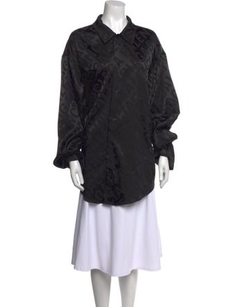 Balenciaga 2021 Long Sleeve Button-Up Top