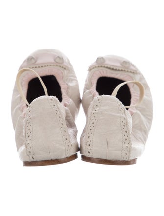 Balenciaga Leather Studded Accents Ballet Flats