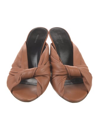 Balenciaga Leather Ruffle Embellishment Slides